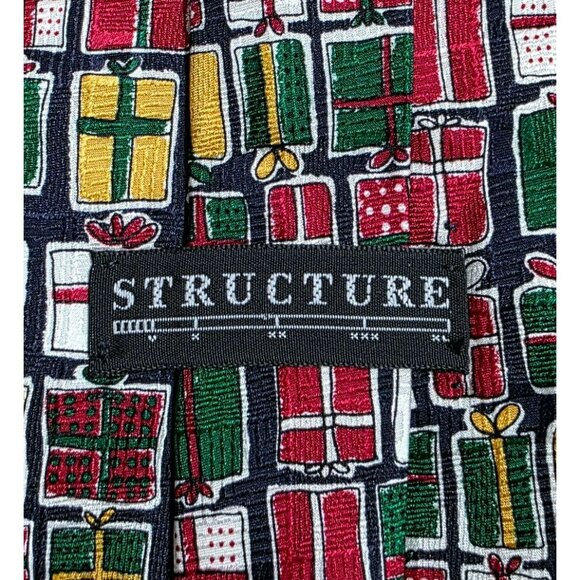 VTG Christmas Gift Box Silk Tie Holiday Presents Ugly Sweater Necktie Novelty - Picture 2 of 6